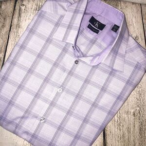 Calvin Klein Slim Fit Non-Iron | Purple Plaid Dress Shirt | Men’s Large (16 34/3